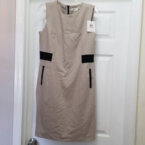NWT Calvin Klein tan/black sheath dress Sz 12